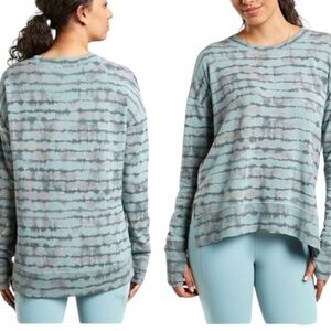 ATHLETA Coaster Luxe Tiedye Sweatshirt Tahitian Minimalist Grey Green Medium